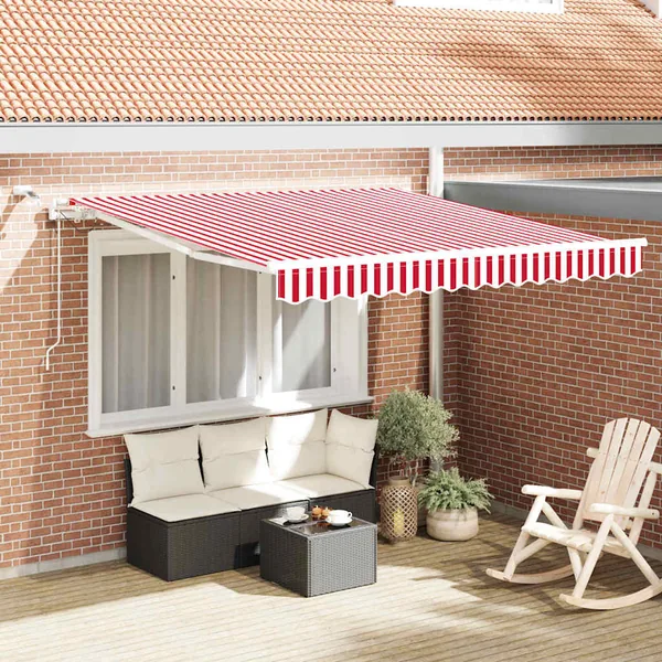 Auvent rétractable Rouge et Blanc 350 x 250 cm Polyester