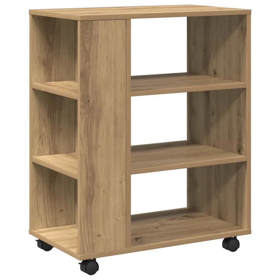 Armoire roulante chêne artisanal 60x35x75 cm bois d'ingénierie - 2