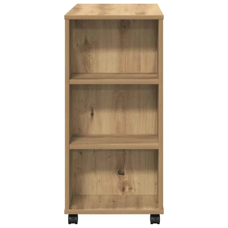 Armoire roulante chêne artisanal 60x35x75 cm bois d'ingénierie - 6