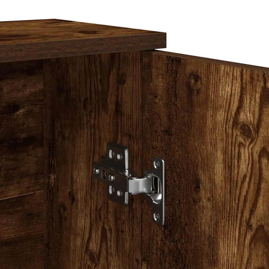 Meuble de salle de bain avec porte-rouleau chêne fumé - 10