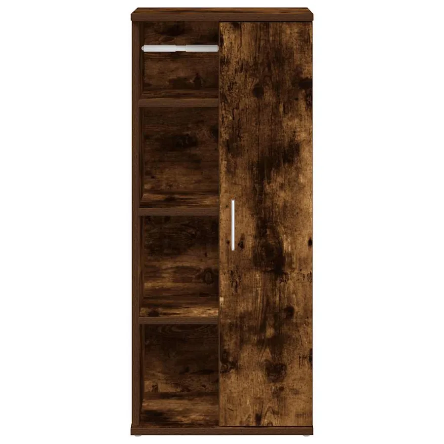 Meuble de salle de bain avec porte-rouleau chêne fumé - 4