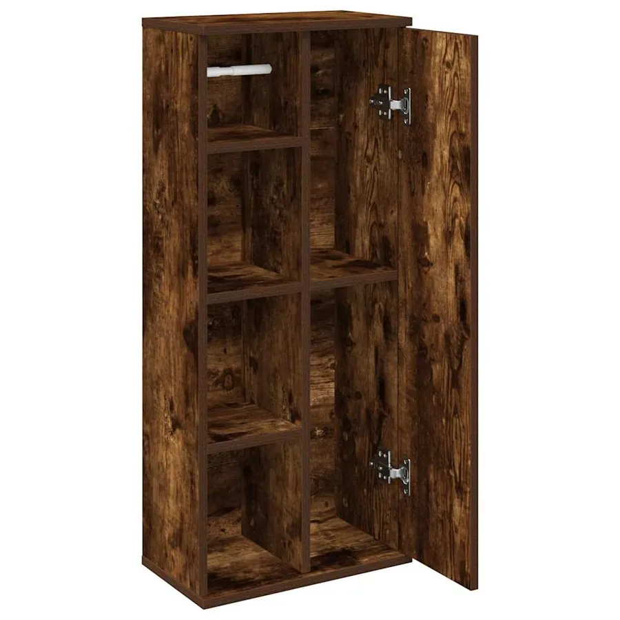 Meuble de salle de bain avec porte-rouleau chêne fumé - 5