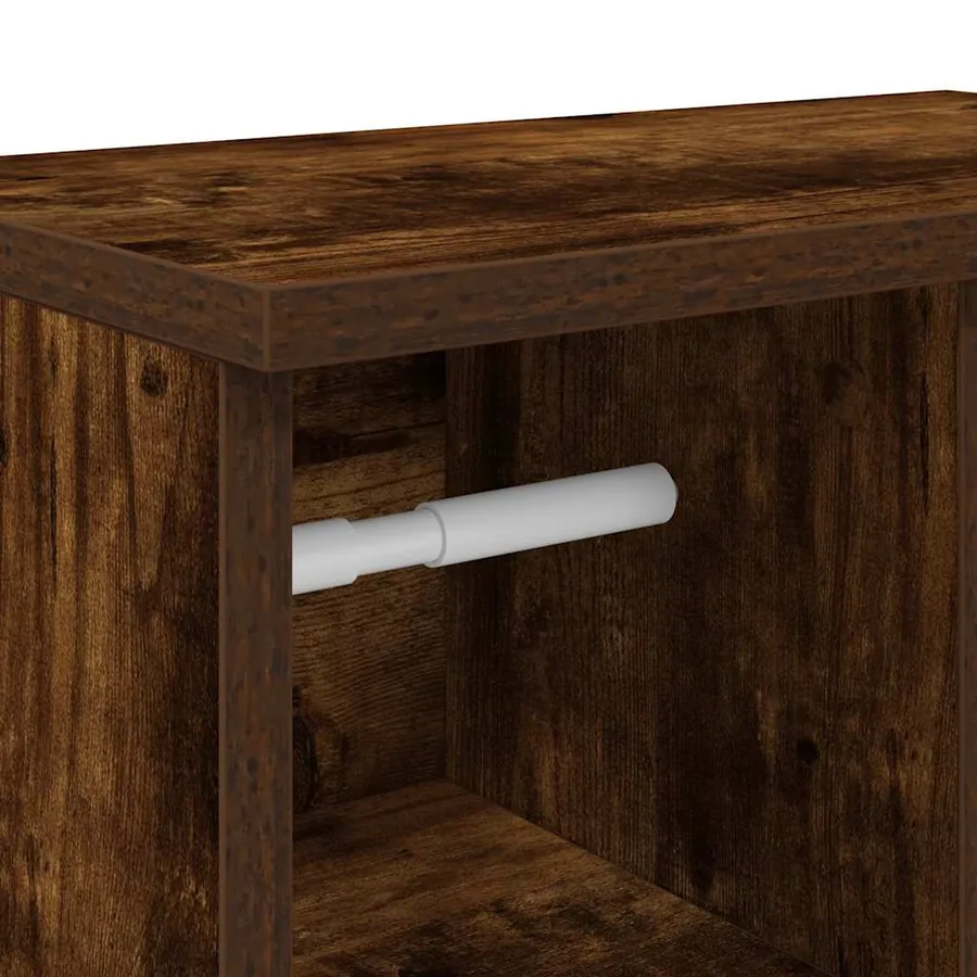 Meuble de salle de bain avec porte-rouleau chêne fumé - 9