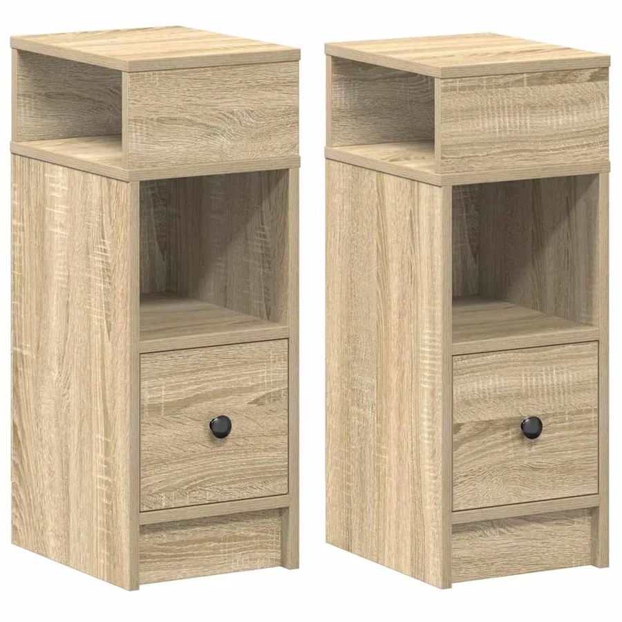Tables de chevet 2 pcs avec tiroir chêne sonoma 25x31x66 cm - 2