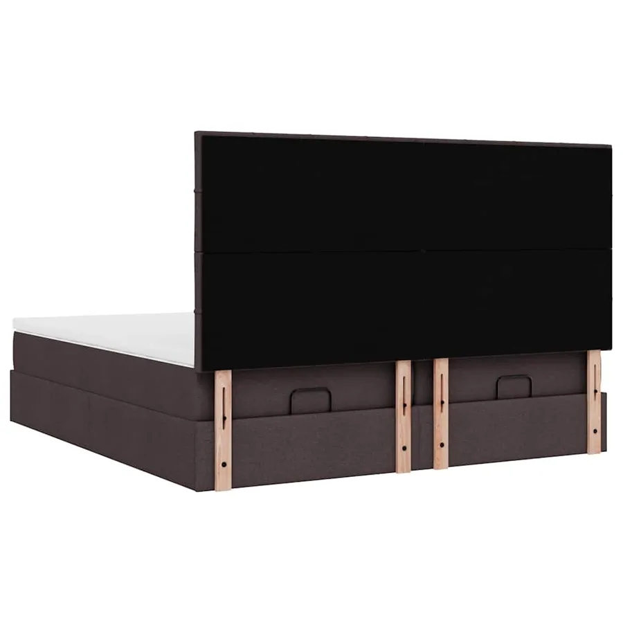 Cadre de lit ottoman avec matelas marron foncé 180x200 cm tissu - 10