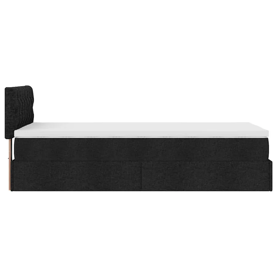 Lit ottoman avec matelas noir 90x200 cm tissu - 7