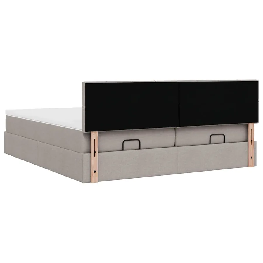 Cadre de lit ottoman avec matelas taupe 180x200 cm tissu - 11