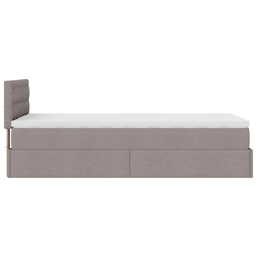 Lit ottoman avec matelas taupe 90x200 cm tissu - 10