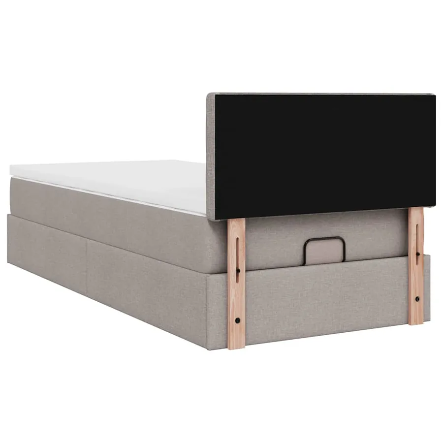 Lit ottoman avec matelas taupe 90x200 cm tissu - 11