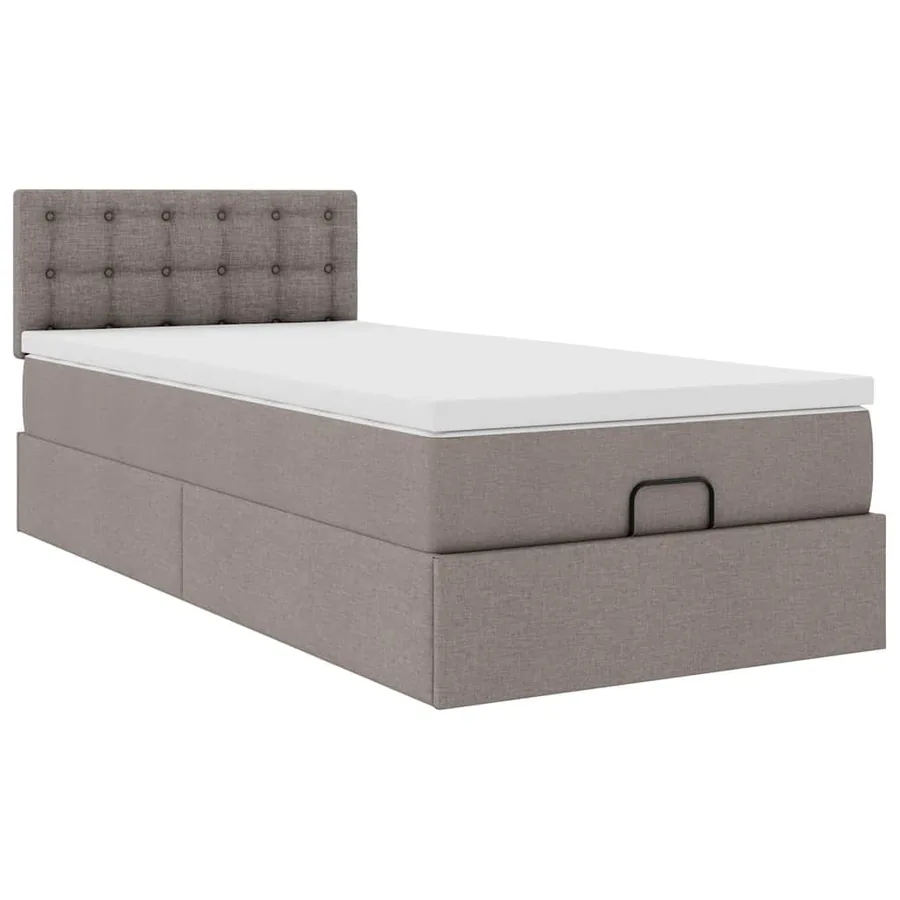 Lit ottoman avec matelas taupe 90x200 cm tissu - 6