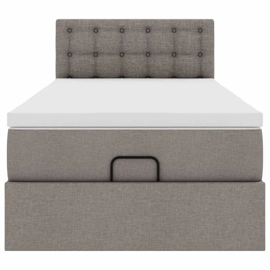 Lit ottoman avec matelas taupe 90x200 cm tissu - 7