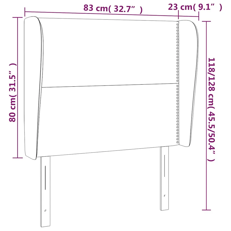 Tête de lit avec oreilles Bleu foncé 83x23x118/128 cm Velours - 9