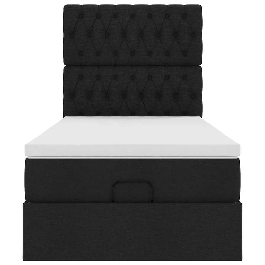 Cadre de lit ottoman avec matelas noir 90x200 cm tissu - 8