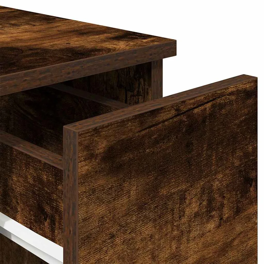 Table de chevet avec tiroir chêne fumé 20x36x60 cm - 8