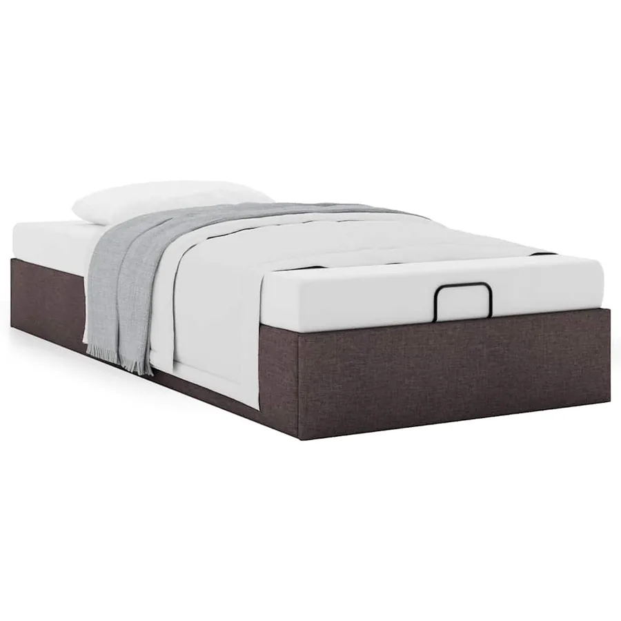 Cadre de lit ottoman sans matelas marron foncé 90x200 cm tissu - 4