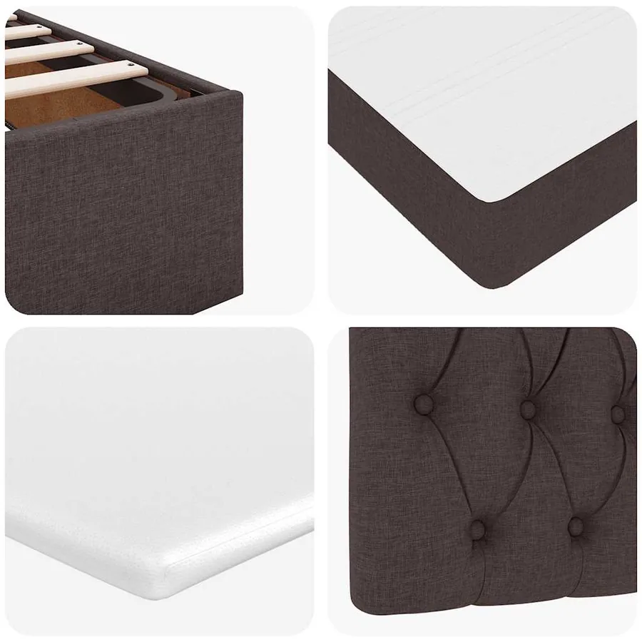 Cadre de lit ottoman avec matelas marron foncé 180x200 cm tissu - 14