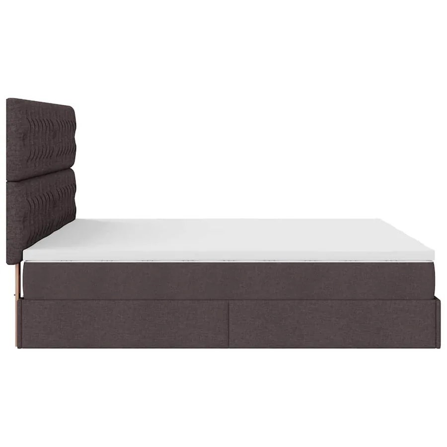 Cadre de lit ottoman avec matelas marron foncé 180x200 cm tissu - 9