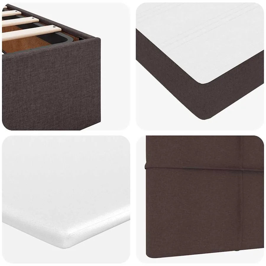 Lit ottoman avec matelas et LED marron foncé 90x200 cm tissu - 15