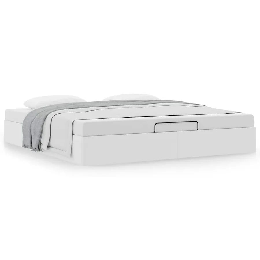 Cadre de lit ottoman sans matelas blanc 160x200 cm similicuir - 4