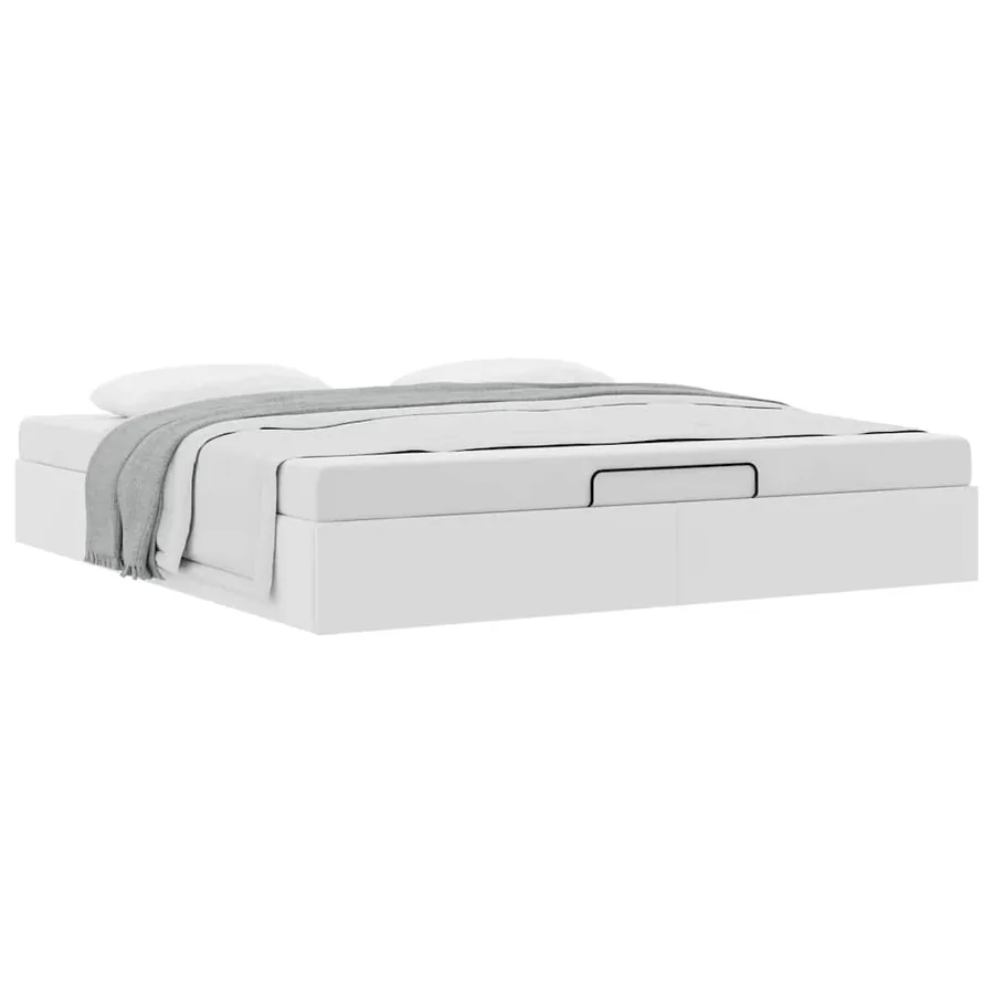 Cadre de lit ottoman sans matelas blanc 160x200 cm similicuir - 5