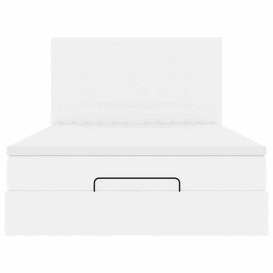 Cadre de lit ottoman avec matelas blanc 140x200 cm similicuir - 7