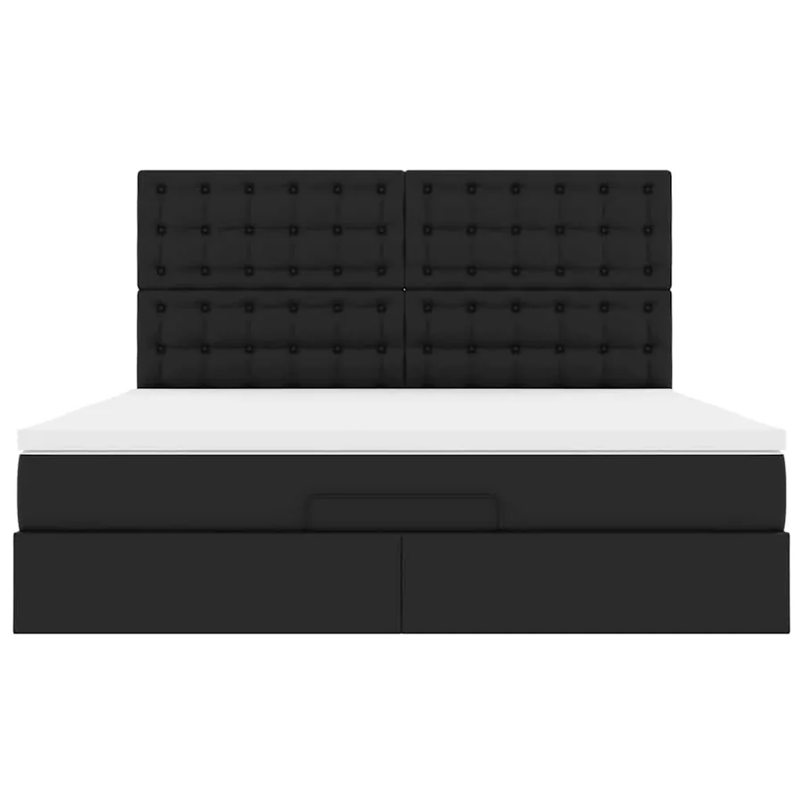 Cadre de lit ottoman avec matelas noir 160x200 cm similicuir - 5
