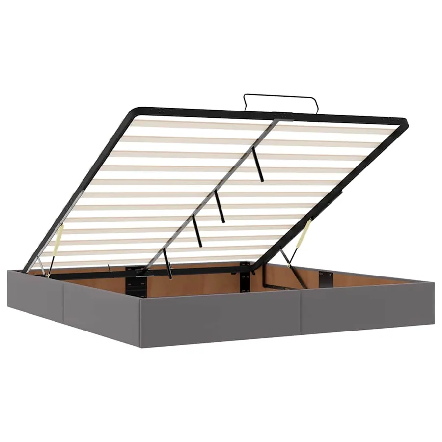 Lit ottoman avec matelas & LED Gris 160x200cm similicuir - 11