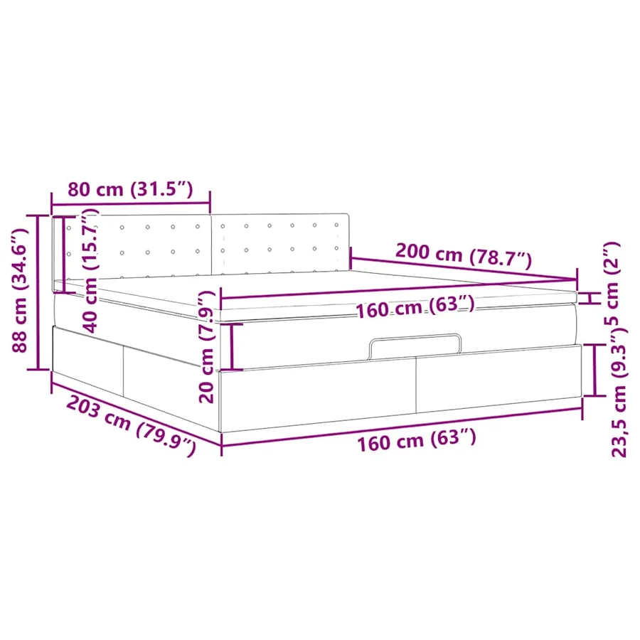 Lit ottoman avec matelas & LED Gris 160x200cm similicuir - 18