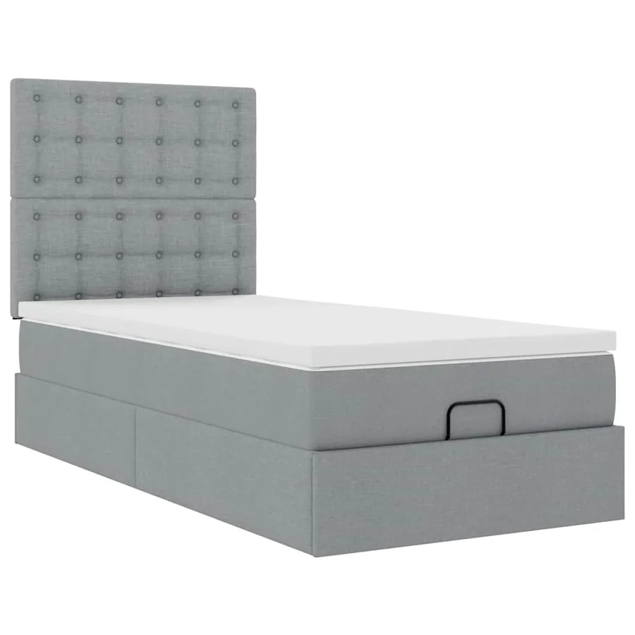 Lit ottoman avec matelas gris clair 90x200 cm tissu - 6