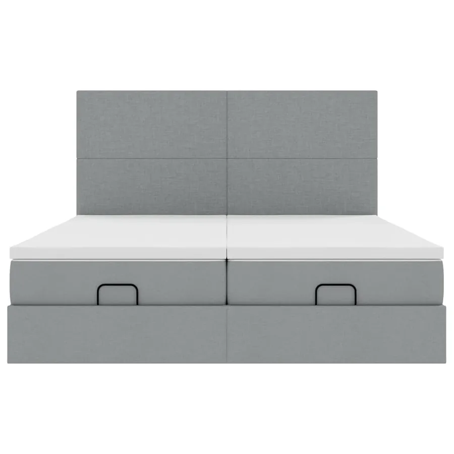 Cadre de lit ottoman et matelas gris clair 180x200cm tissu - 7