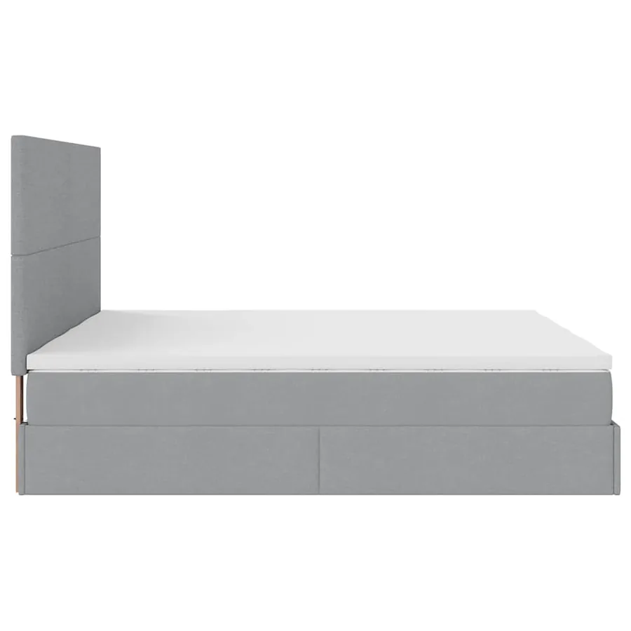 Cadre de lit ottoman et matelas gris clair 180x200cm tissu - 8