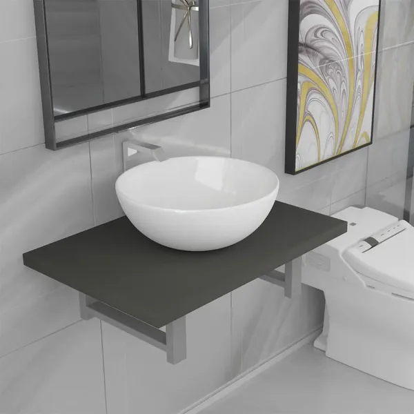 Meuble de salle de bain en deux pièces Céramique Gris