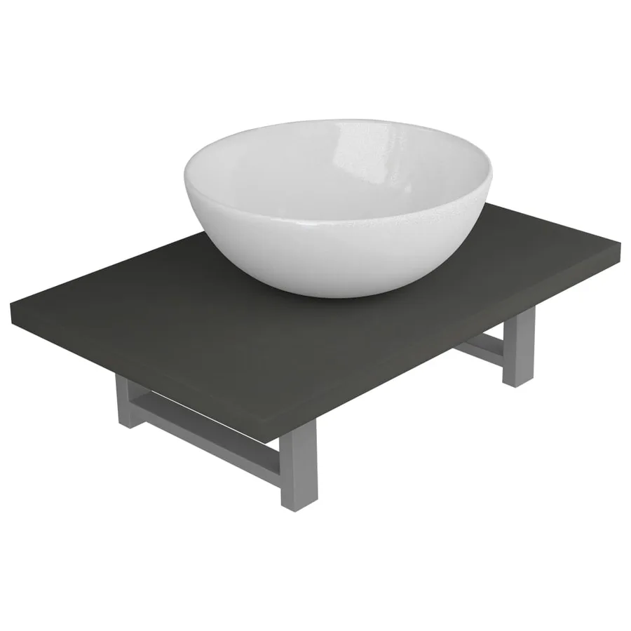Meuble de salle de bain en deux pièces Céramique Gris - 2