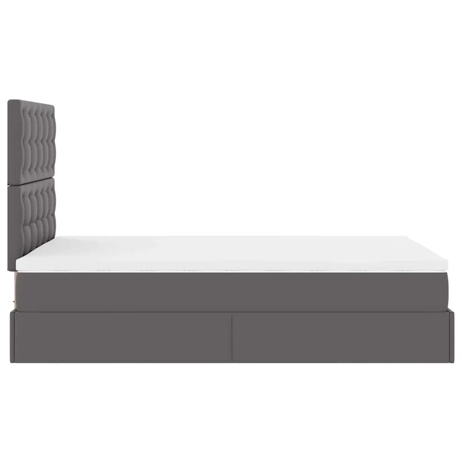 Cadre de lit ottoman avec matelas gris 120x200 cm similicuir - 10