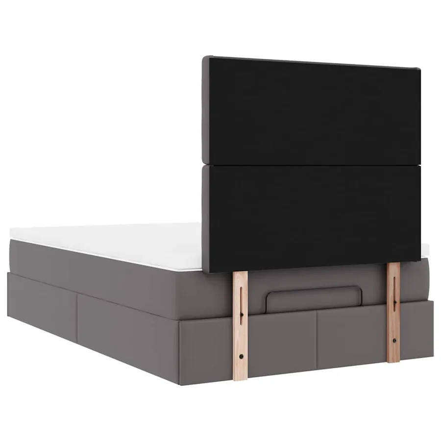 Cadre de lit ottoman avec matelas gris 120x200 cm similicuir - 11