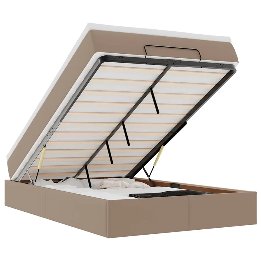 Cadre de lit ottoman et matelas cappuccino 120x200cm similicuir - 2