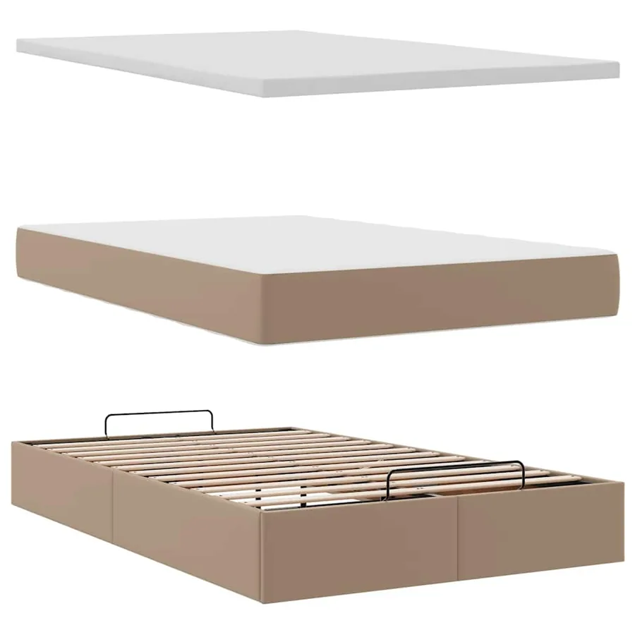 Cadre de lit ottoman et matelas cappuccino 120x200cm similicuir - 8
