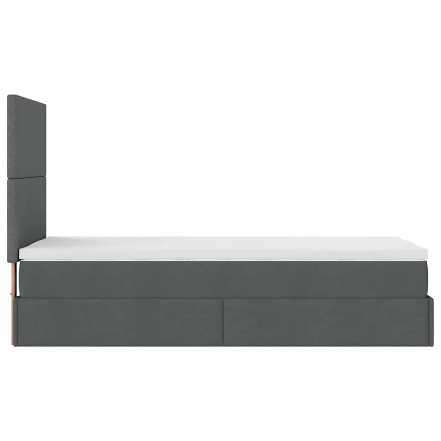 Lit ottoman avec matelas et LED gris foncé 90x200 cm tissu - 11
