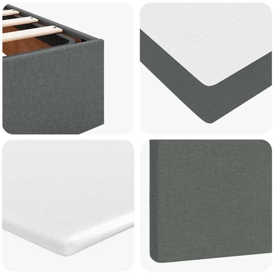Lit ottoman avec matelas et LED gris foncé 90x200 cm tissu - 15
