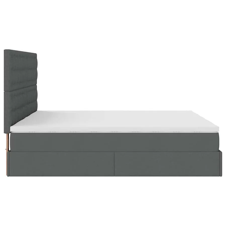 Cadre de lit ottoman avec matelas gris foncé 180x200cm tissu - 9