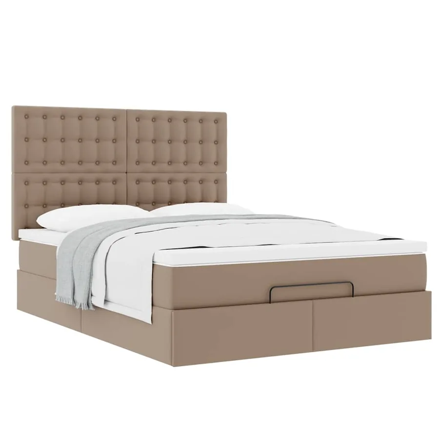 Cadre de lit ottoman et matelas cappuccino 140x190cm similicuir - 4