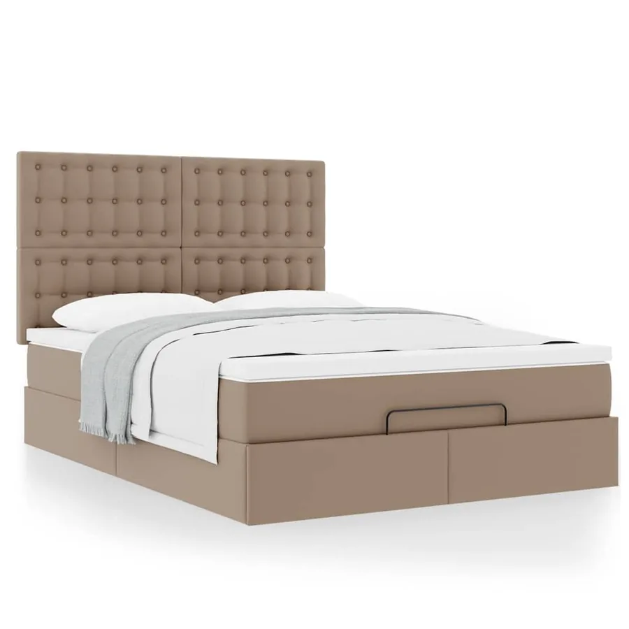 Cadre de lit ottoman et matelas cappuccino 140x190cm similicuir - 5