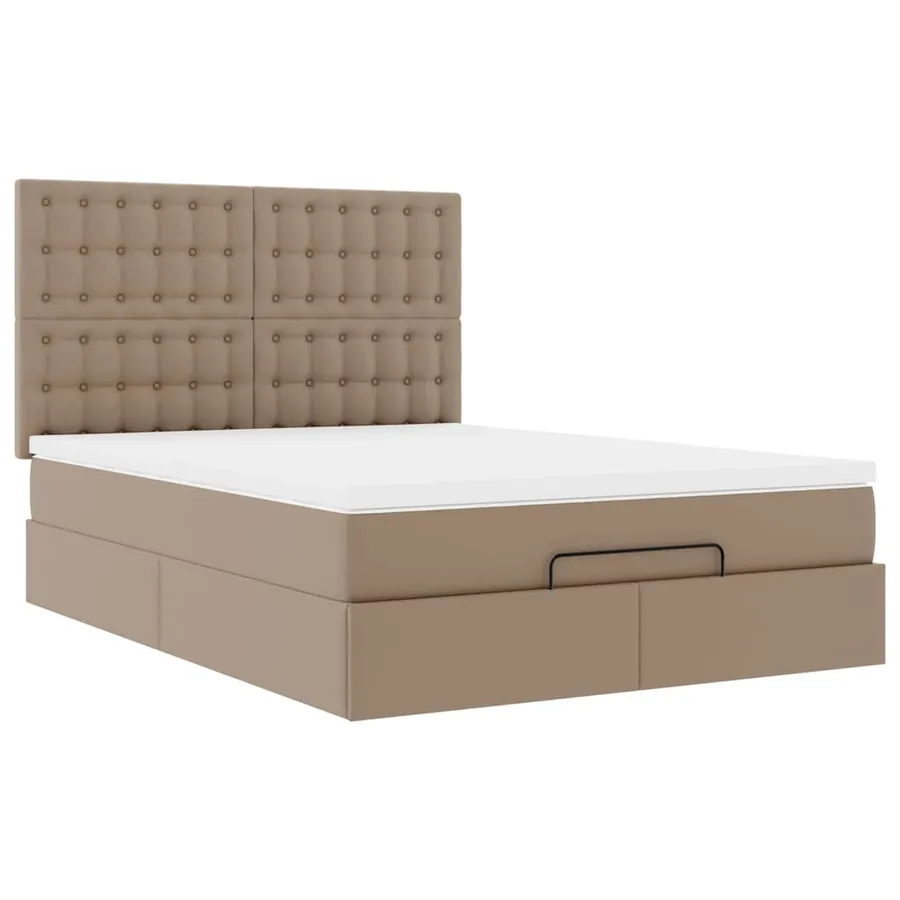 Cadre de lit ottoman et matelas cappuccino 140x190cm similicuir - 6