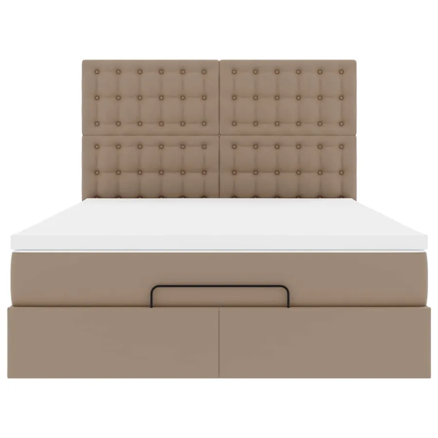 Cadre de lit ottoman et matelas cappuccino 140x190cm similicuir - 7
