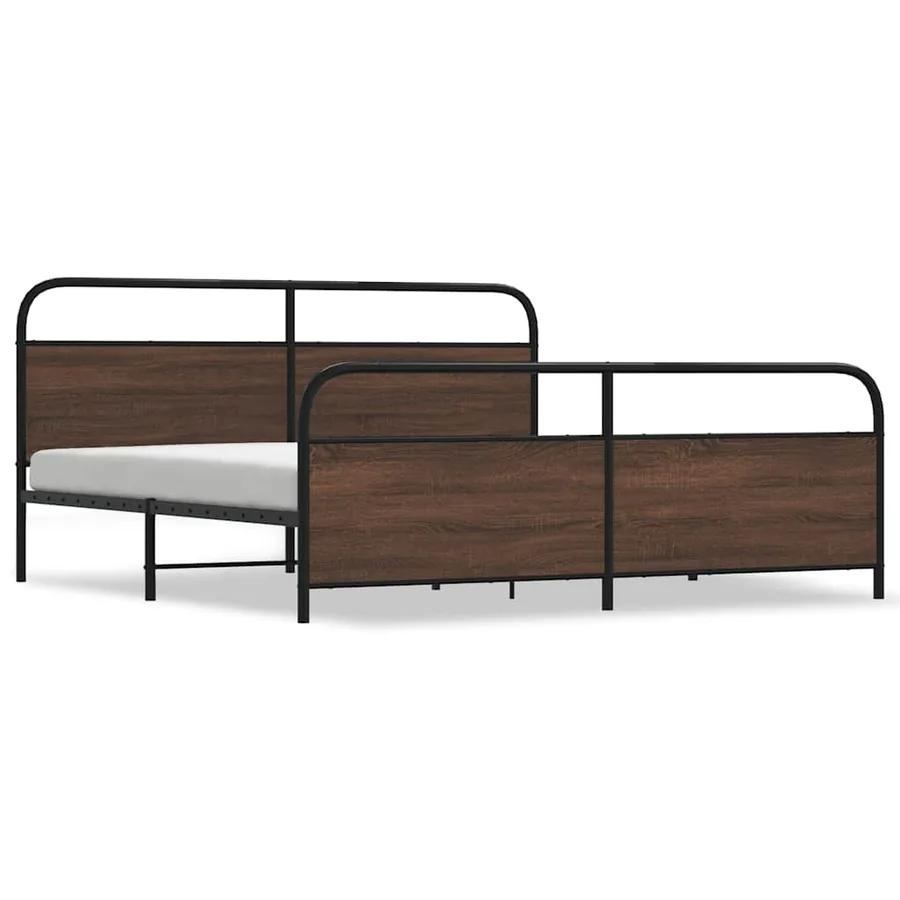 Cadre de lit en métal sans matelas chêne marron 200x200 cm - 2