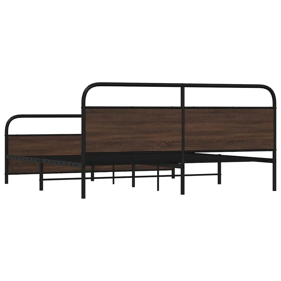 Cadre de lit en métal sans matelas chêne marron 200x200 cm - 7