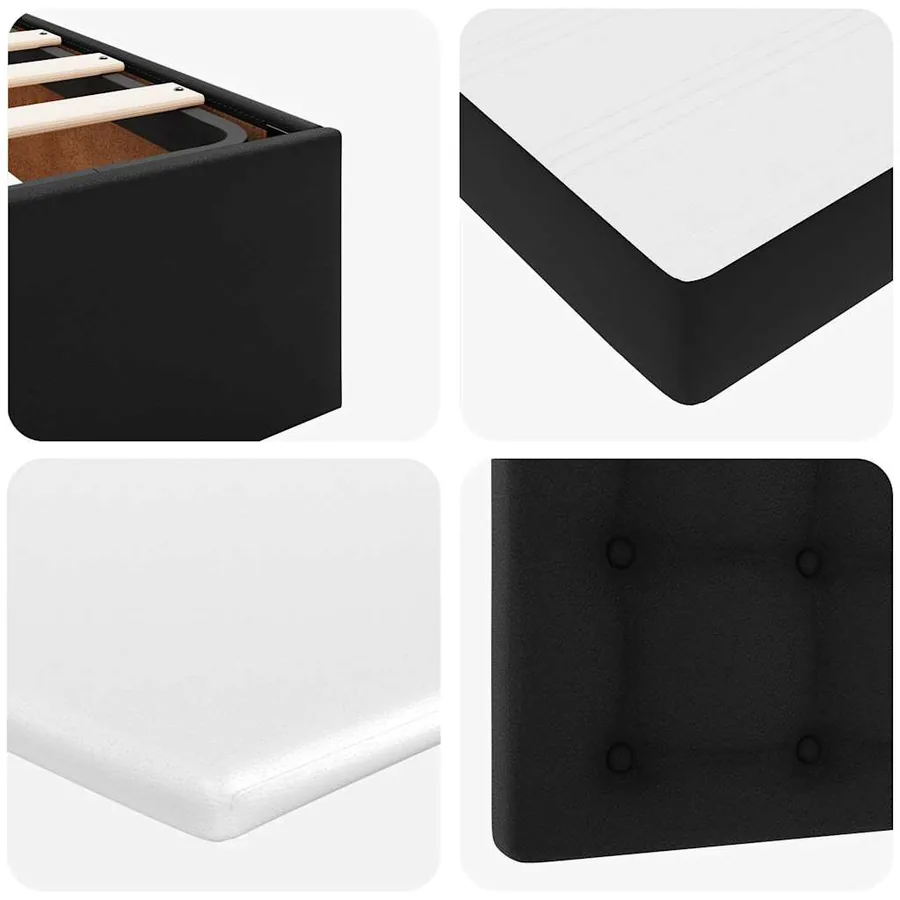 Lit ottoman avec matelas & LED Noir 140x190cm similicuir - 16