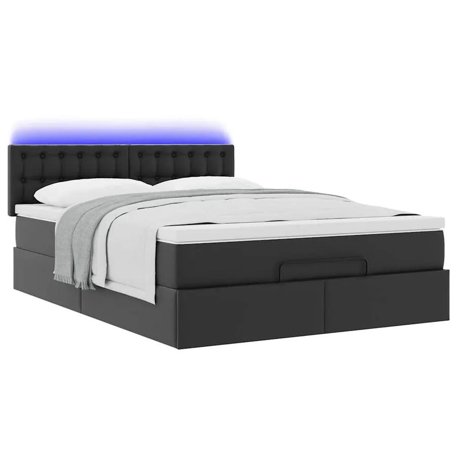 Lit ottoman avec matelas & LED Noir 140x190cm similicuir - 6