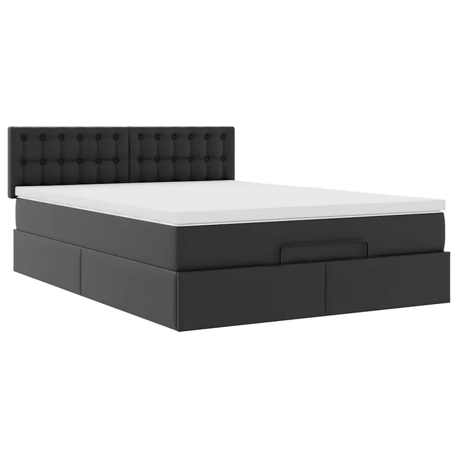 Lit ottoman avec matelas & LED Noir 140x190cm similicuir - 7
