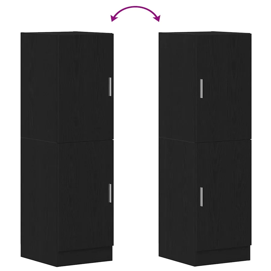 Armoire de cuisine noir 38x41,5x131,5 cm bois d'ingénierie - 8